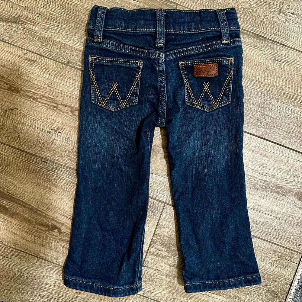 Boys Toddler Wrangler Dark Blue Denim Jeans with Stitch Detail